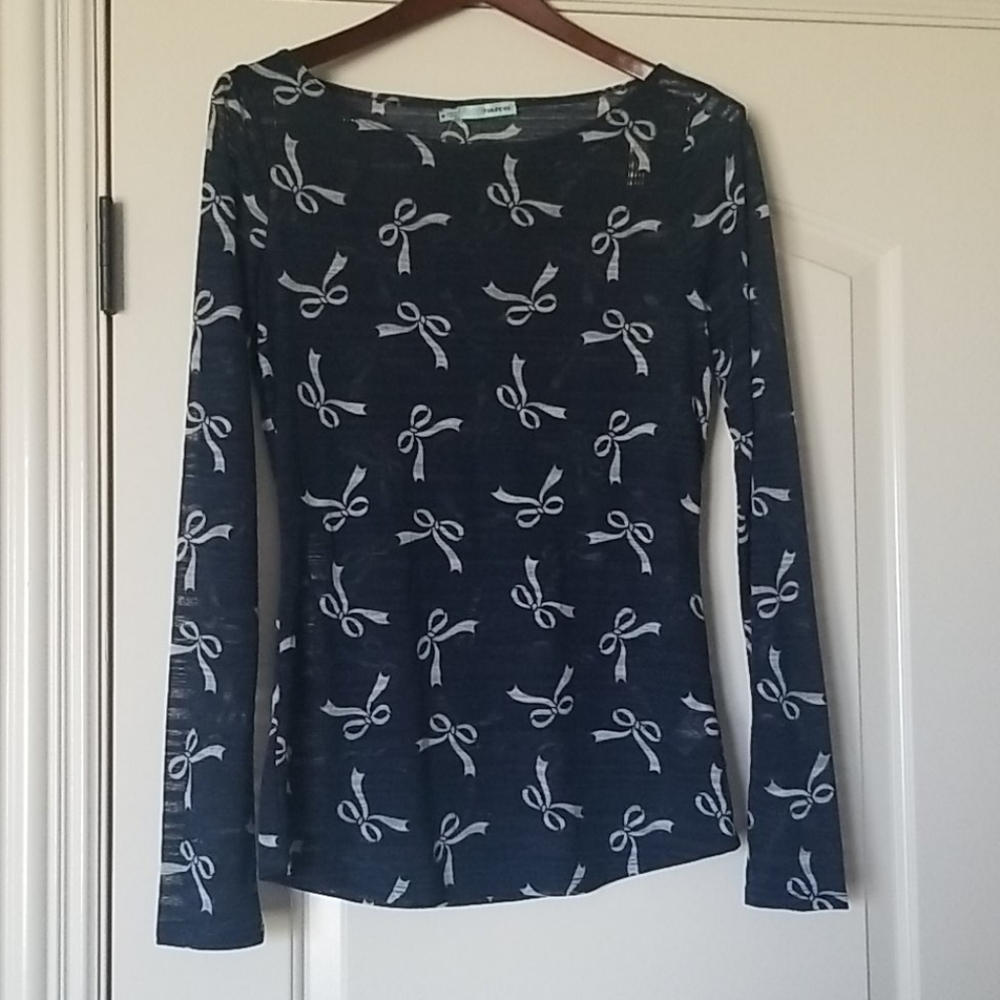 NEW Maurices Sheer Long Sleeve Top with Bow Print